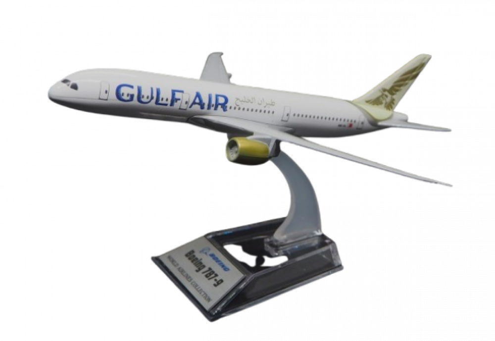 MM 4027 Kovový model letounu Boeing 787-9 letecká splečnost GULF AIR