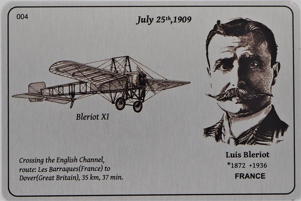 Postcard hliník - Luis Bleriot