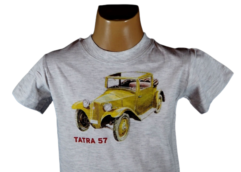 TD 01 Tričko dětské s motivem TATRA 57 kabrio barva šedý melír