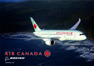 AP 40  Hliníkový poster s motivem Boeing B 787 AIR CANADA