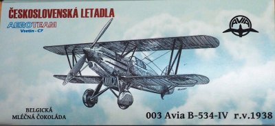 CSH 003 Čokoláda sběratelská s motivem letounu Avia B 534