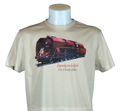 TZ 03 Tričko s motivem lokomotivy 476.0 Rudý ďábel barva natural
