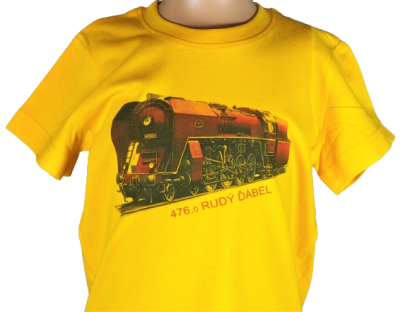 TDZ 07 Dětské tričko s motivem lokomotivy Rudý ďabel -barva žlutá