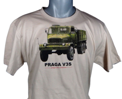 TPG 02 Tričko s motivem PRAGA V3S valník barva natural