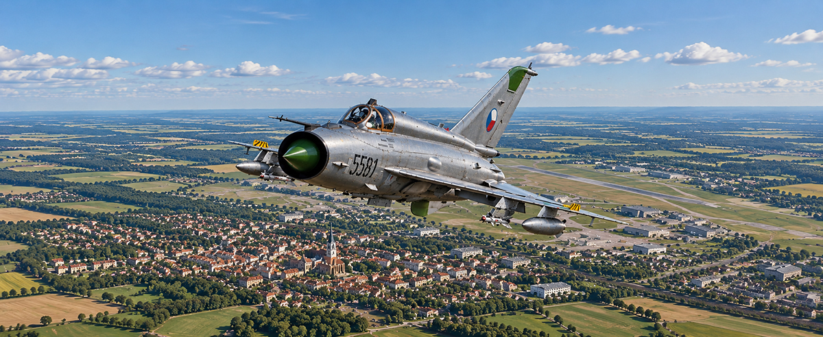 Letadlo MIG21 nad Čáslaví